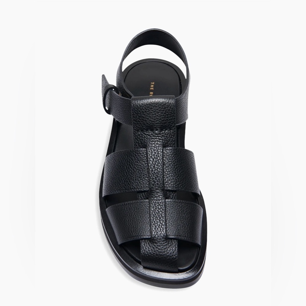 New The Row Black Leather Fisherman Sandals - 39.5 EU